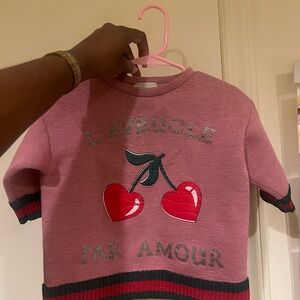 Pink Gucci Kids Shirt with Heart Design